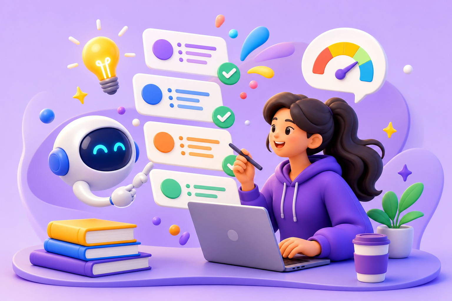 นักศึกษากำลังฝึกเขียนพรอมป์ร่วมกับผู้ช่วย AI